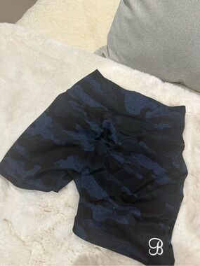 Bombshell Sportswear Navy and Black Camo Scrunch Butt Shorts
